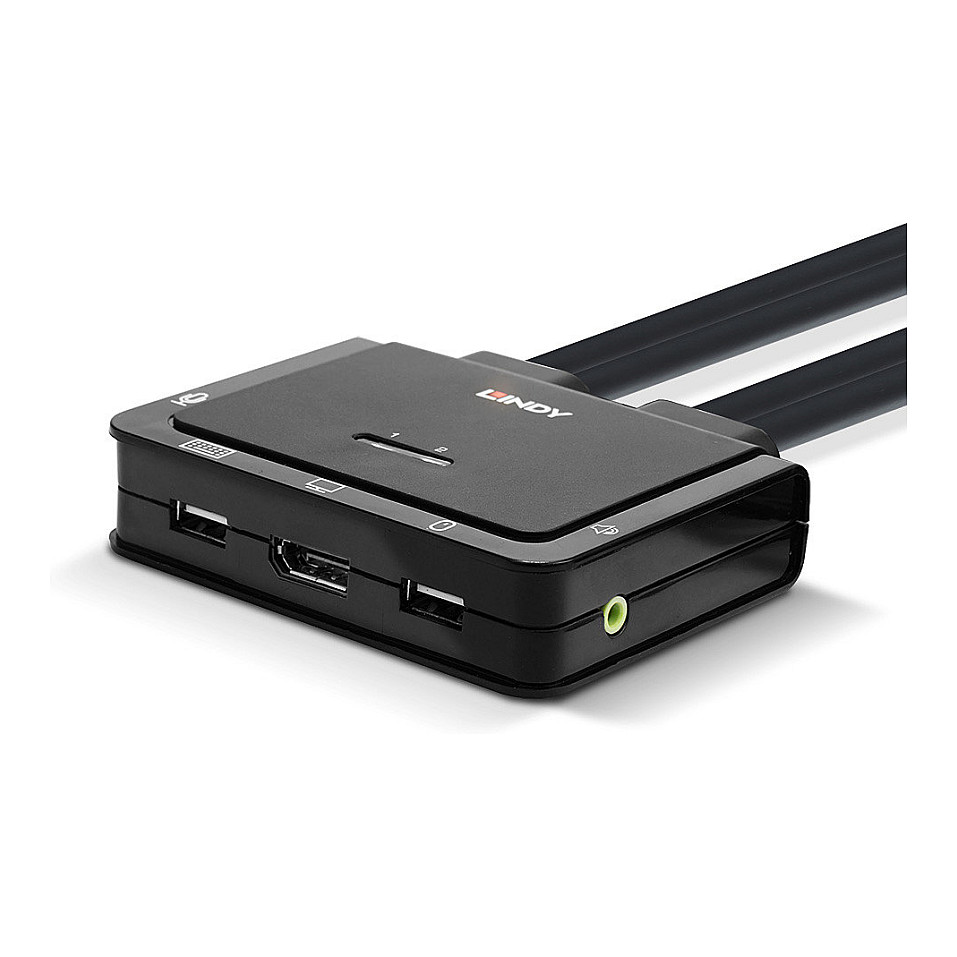 KVM Switch LINDY 2 Port DisplayPort 1.2 & USB-C, 4K@60Hz, Audio-3