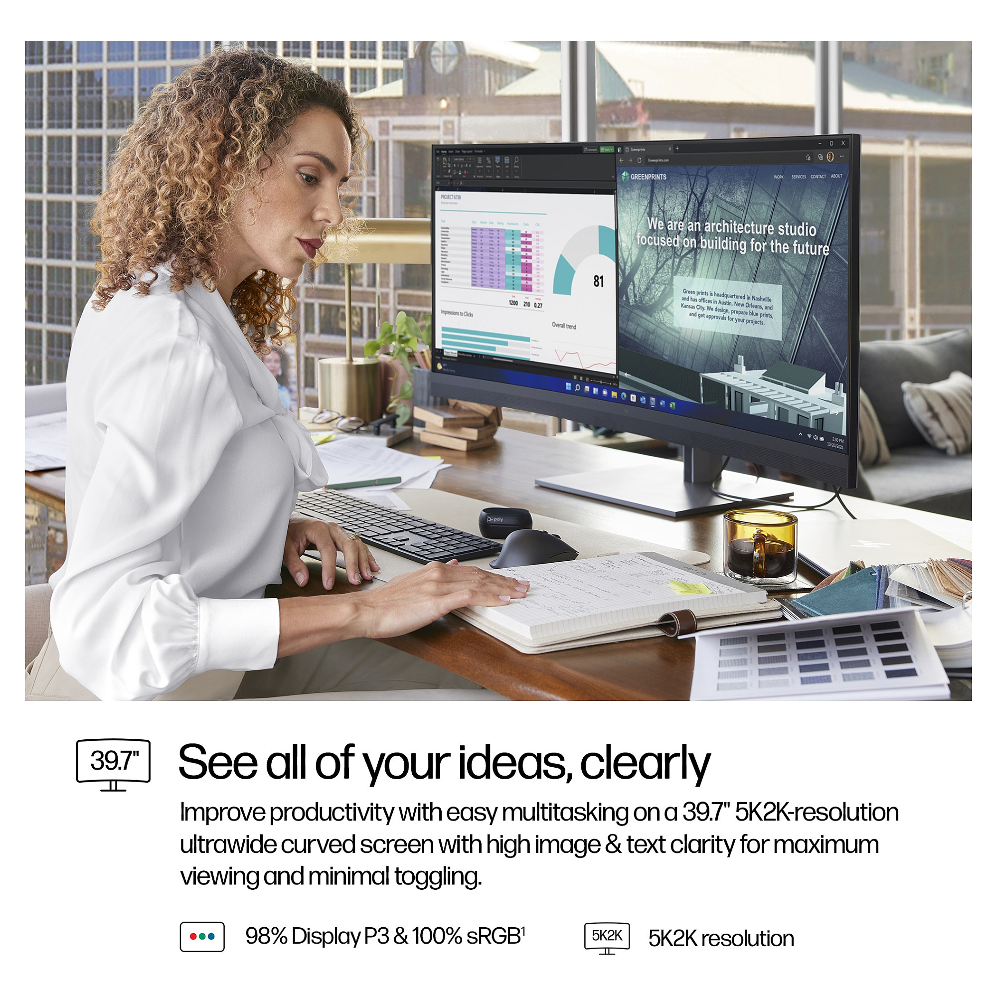 Monitor HP 740pm Series 7 Pro (39.7" 5K2K IPS Black zakrivljeni, 4K web kamera, Thunderbolt 4)-11