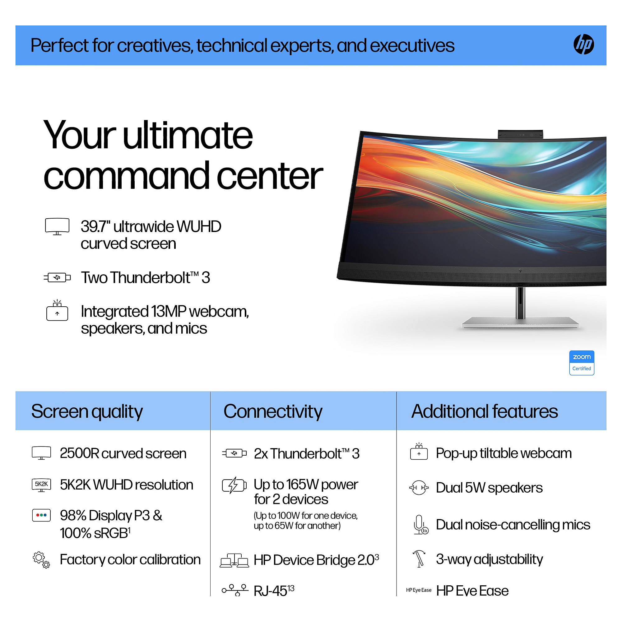 Monitor HP 740pm Series 7 Pro (39.7" 5K2K IPS Black zakrivljeni, 4K web kamera, Thunderbolt 4)-20