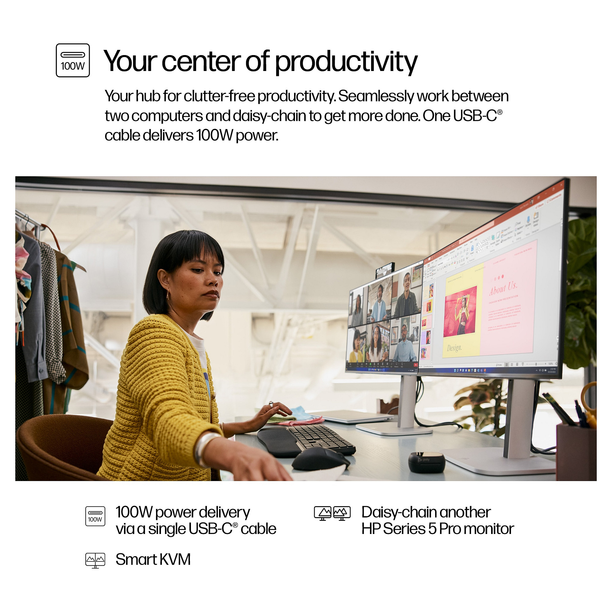 Monitor HP 524pm - Series 5 Pro (24", Full HD, 100% sRGB, HDMI/DP/USB-C, ugrađeni KVM prekidač)-14