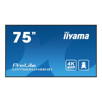 iiyama ProLite LH7565UHSB-B1 75" Class (74.5" viewable) LED-backlit LCD display - 4K - for digital signage-4