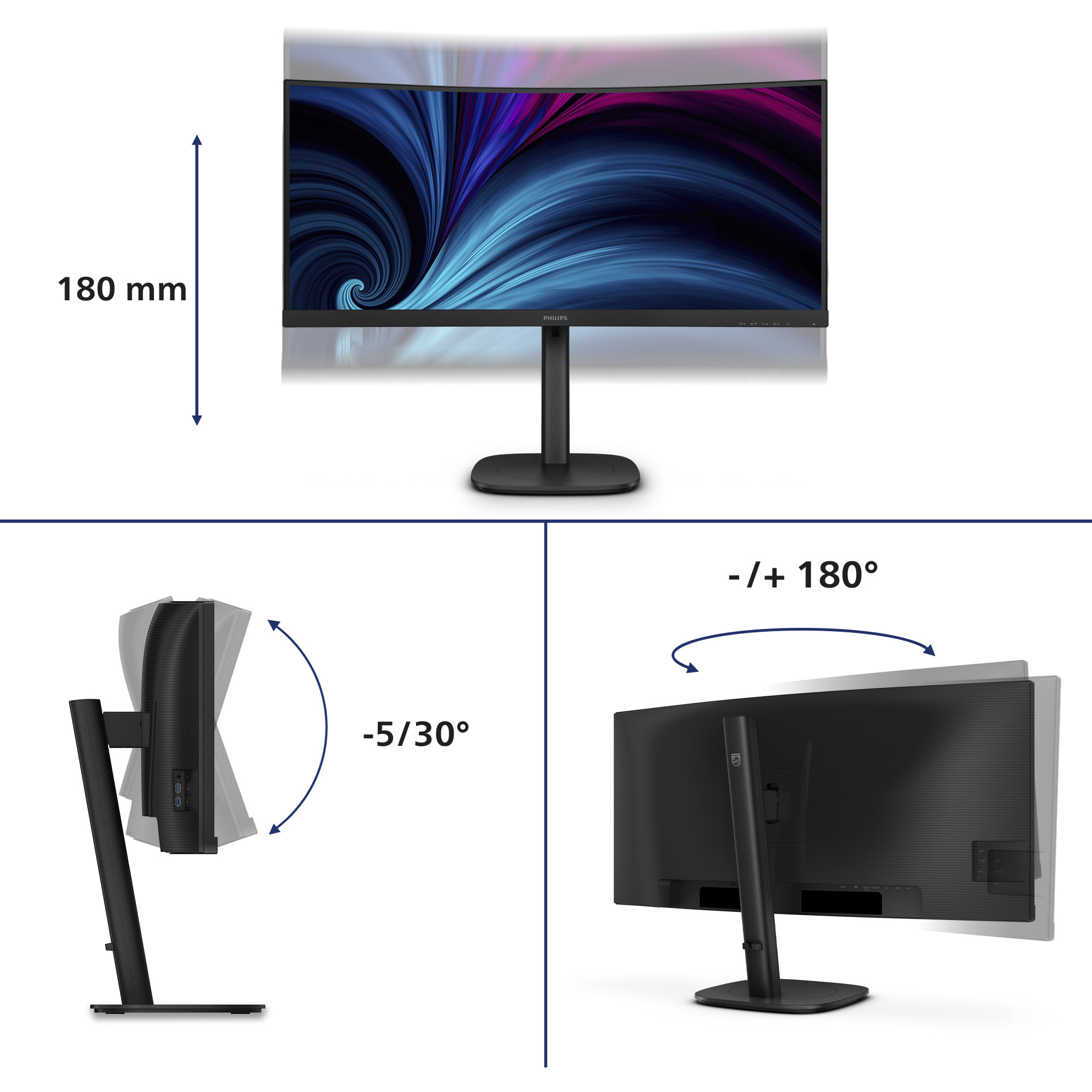 Monitor PHILIPS 34B2U3600C - 34 inča, WQHD 3440 x 1440, zakrivljen-13