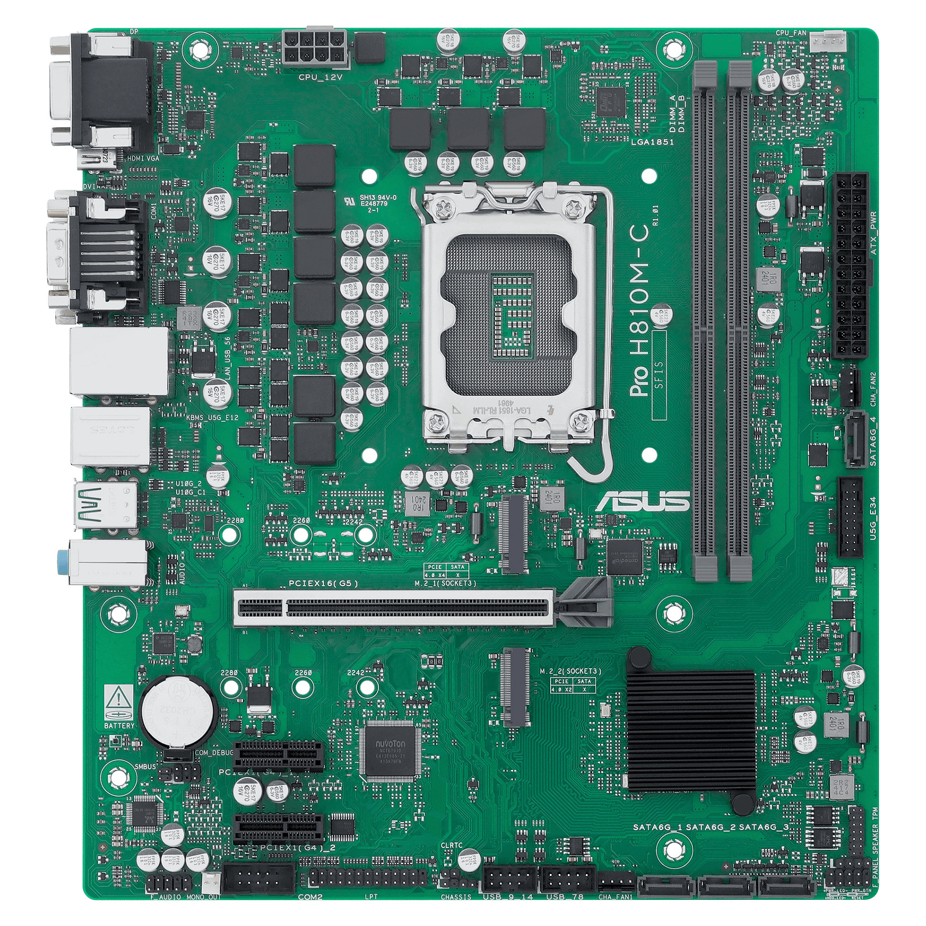 Motherboard ASUS PRO H810M-C-CSM (micro ATX, LGA1851, H810, DDR5 do 3200 MHz, USB-C 3.2 Gen 2, HDMI, DisplayPort)-1