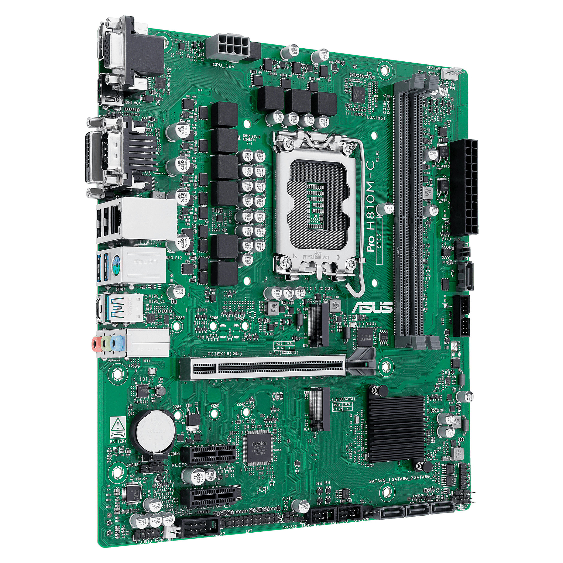 Motherboard ASUS PRO H810M-C-CSM (micro ATX, LGA1851, H810, DDR5 do 3200 MHz, USB-C 3.2 Gen 2, HDMI, DisplayPort)-2