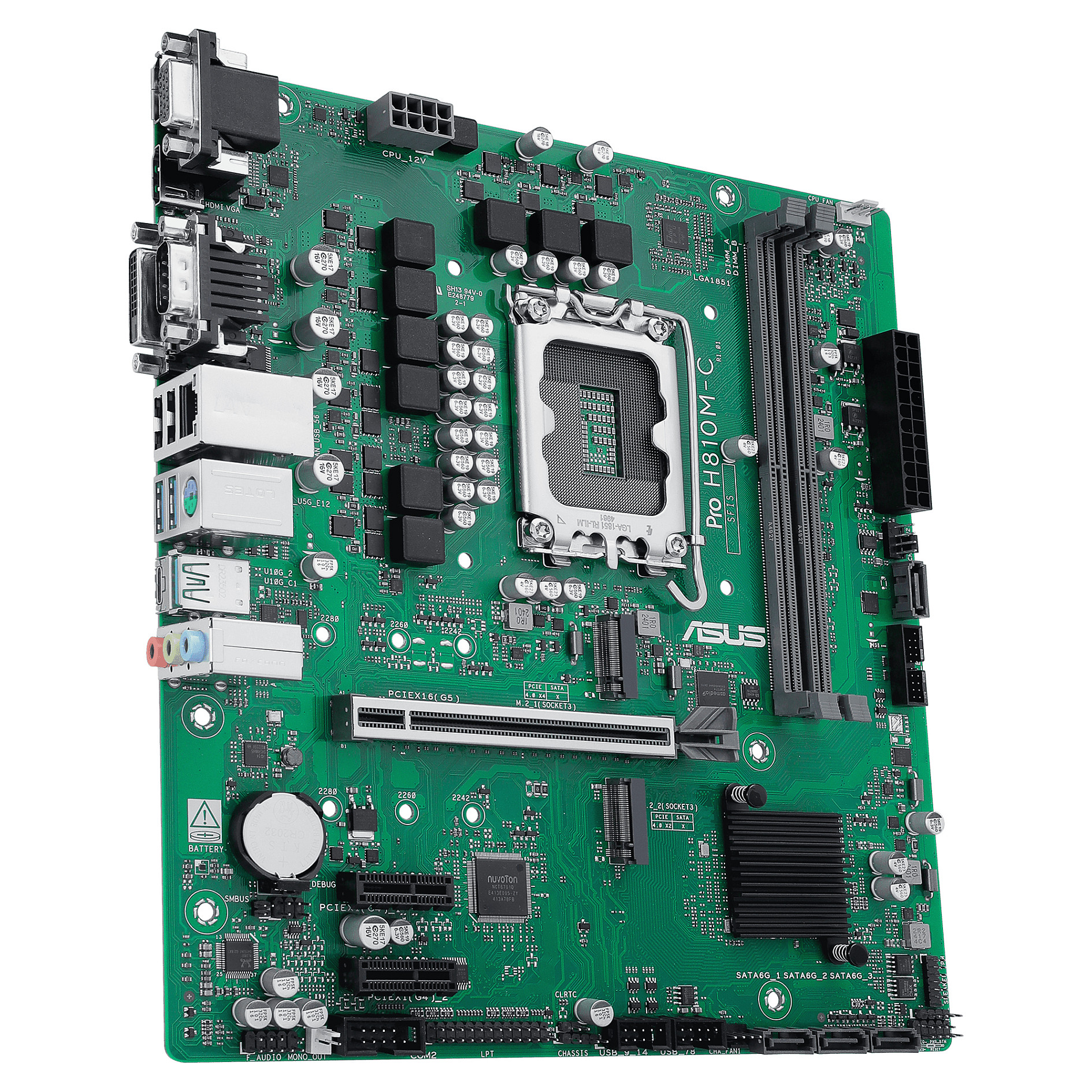 Motherboard ASUS PRO H810M-C-CSM (micro ATX, LGA1851, H810, DDR5 do 3200 MHz, USB-C 3.2 Gen 2, HDMI, DisplayPort)-3