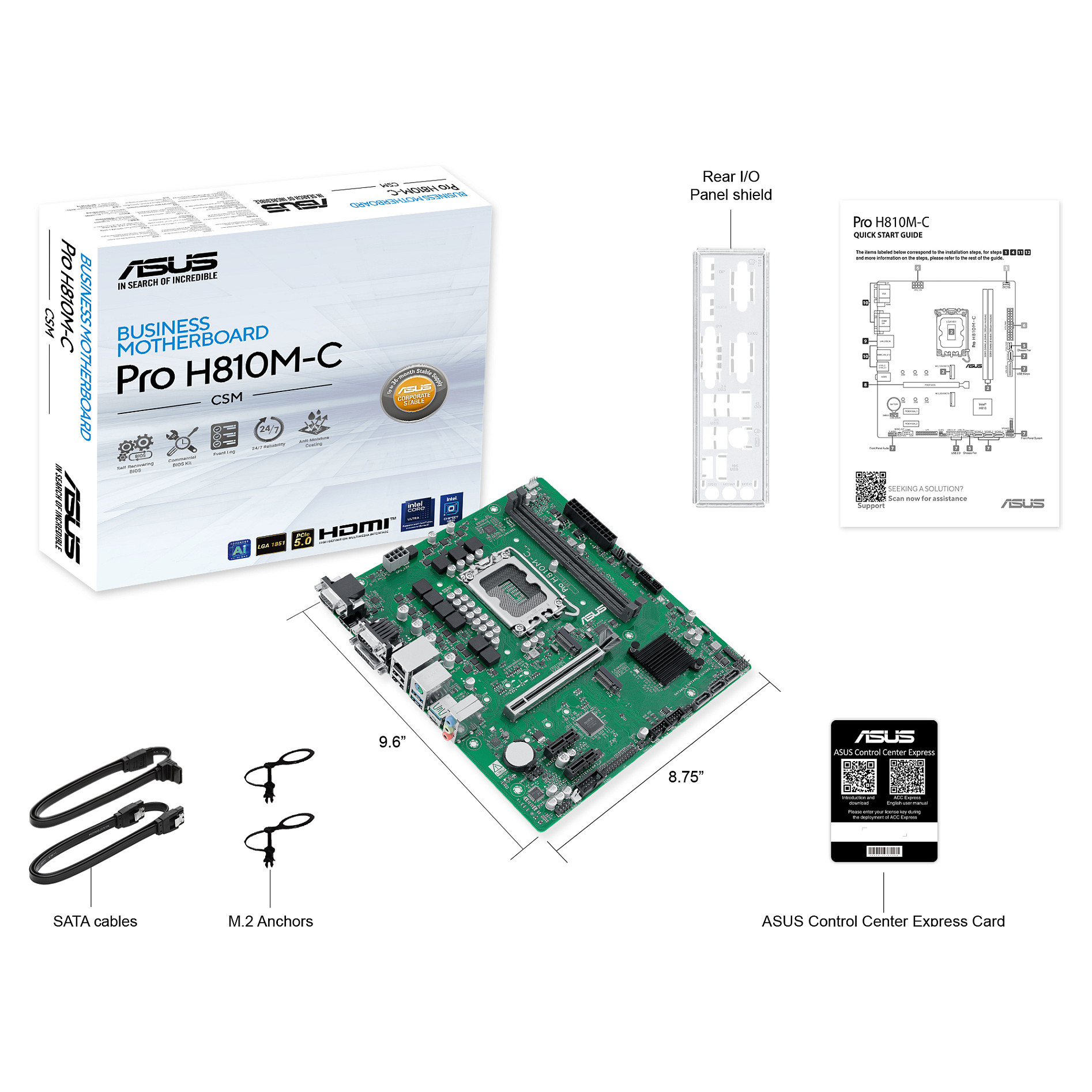 Motherboard ASUS PRO H810M-C-CSM (micro ATX, LGA1851, H810, DDR5 do 3200 MHz, USB-C 3.2 Gen 2, HDMI, DisplayPort)-7