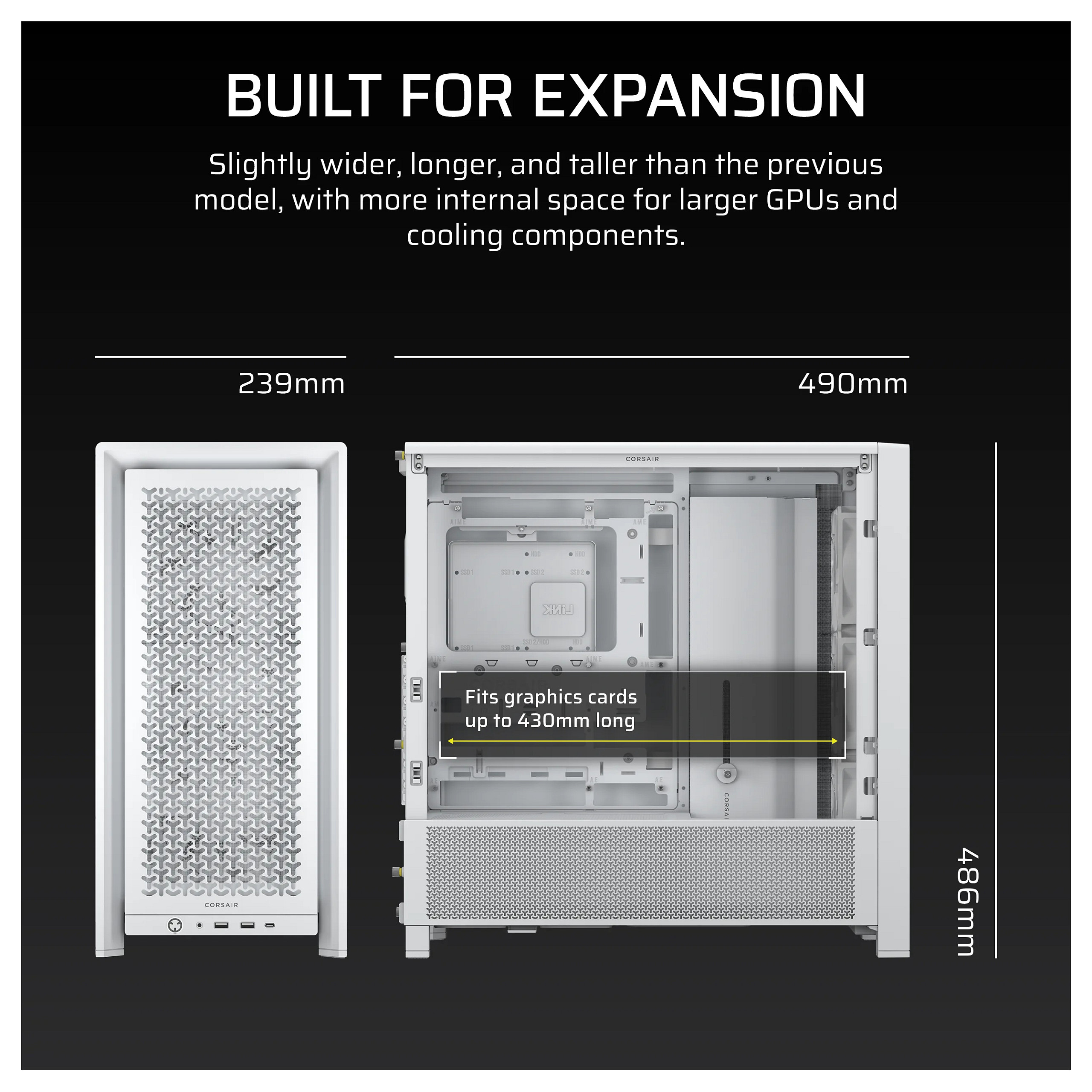 Kućište za računalo CORSAIR FRAME 4000D RS (midi-tower, extended ATX, staklena bočna ploča, 3D Y-pattern airflow)-23