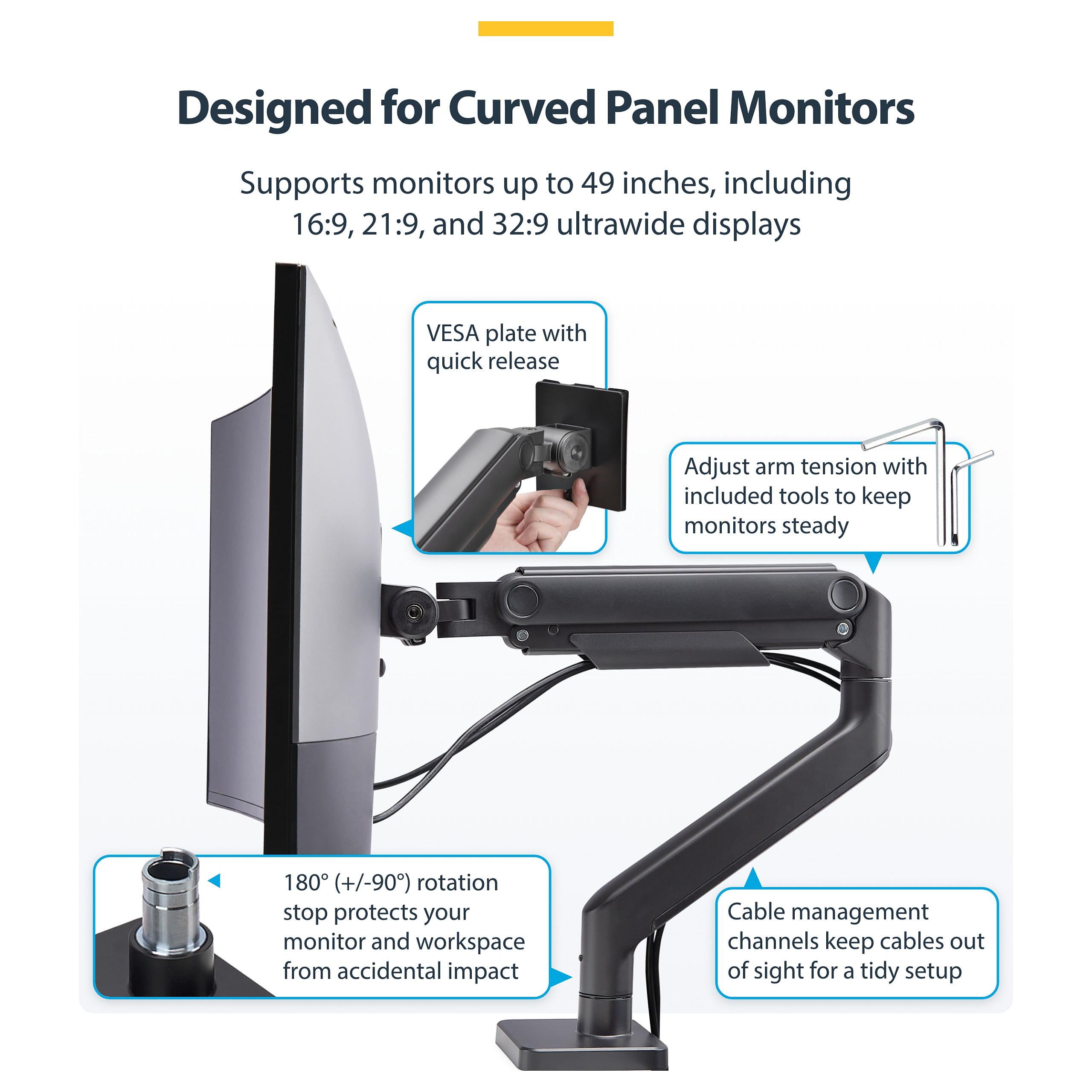 Stolni nosač za monitor STARTECH.COM ARMPIVOT2, za zaslone do 49", do 20kg, VESA-9