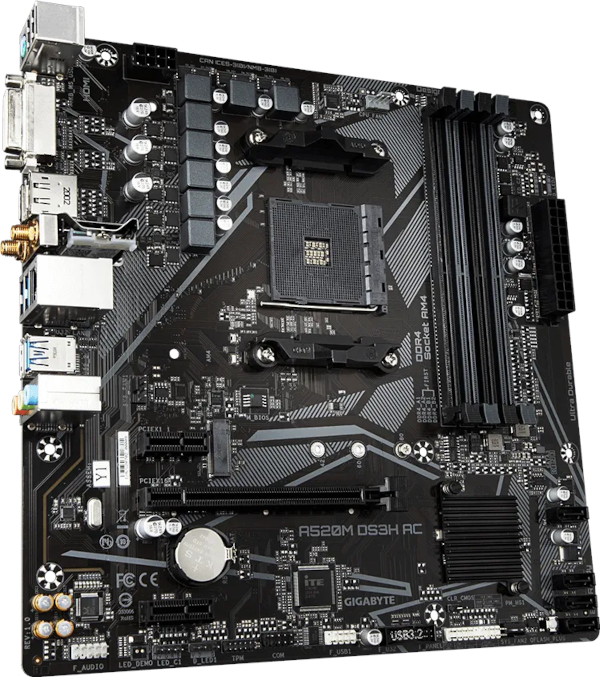 Matična ploča GIGABYTE A520M DS3H AC (Socket AM4, AMD A520, DDR4 do 4600 MHz, HDMI/DP, USB 3.2 Gen 1)-9