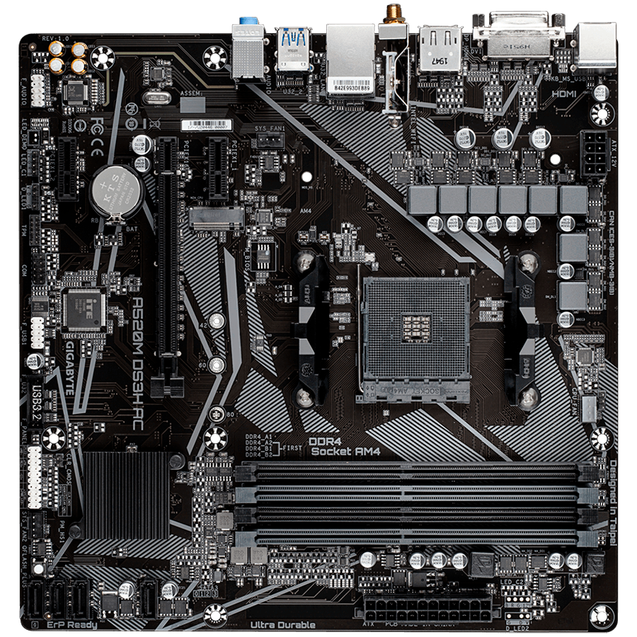 Matična ploča GIGABYTE A520M DS3H AC (Socket AM4, AMD A520, DDR4 do 4600 MHz, HDMI/DP, USB 3.2 Gen 1)-7