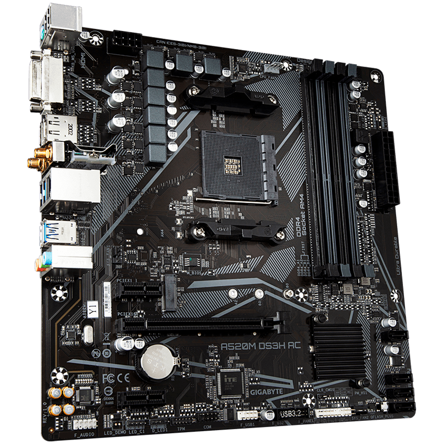 Matična ploča GIGABYTE A520M DS3H AC (Socket AM4, AMD A520, DDR4 do 4600 MHz, HDMI/DP, USB 3.2 Gen 1)-10