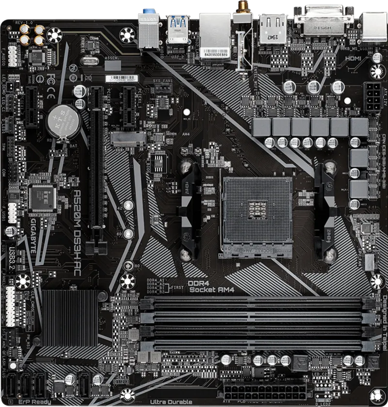 Matična ploča GIGABYTE A520M DS3H AC (Socket AM4, AMD A520, DDR4 do 4600 MHz, HDMI/DP, USB 3.2 Gen 1)-13