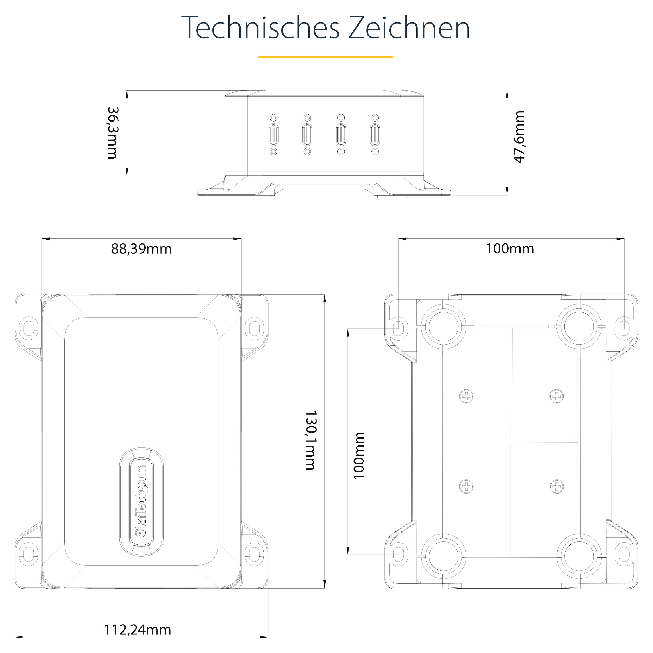 Punjač STARTECH.COM 4-Port USB-C (240W, 140W EPR, GaN, nosač za montažu)-11