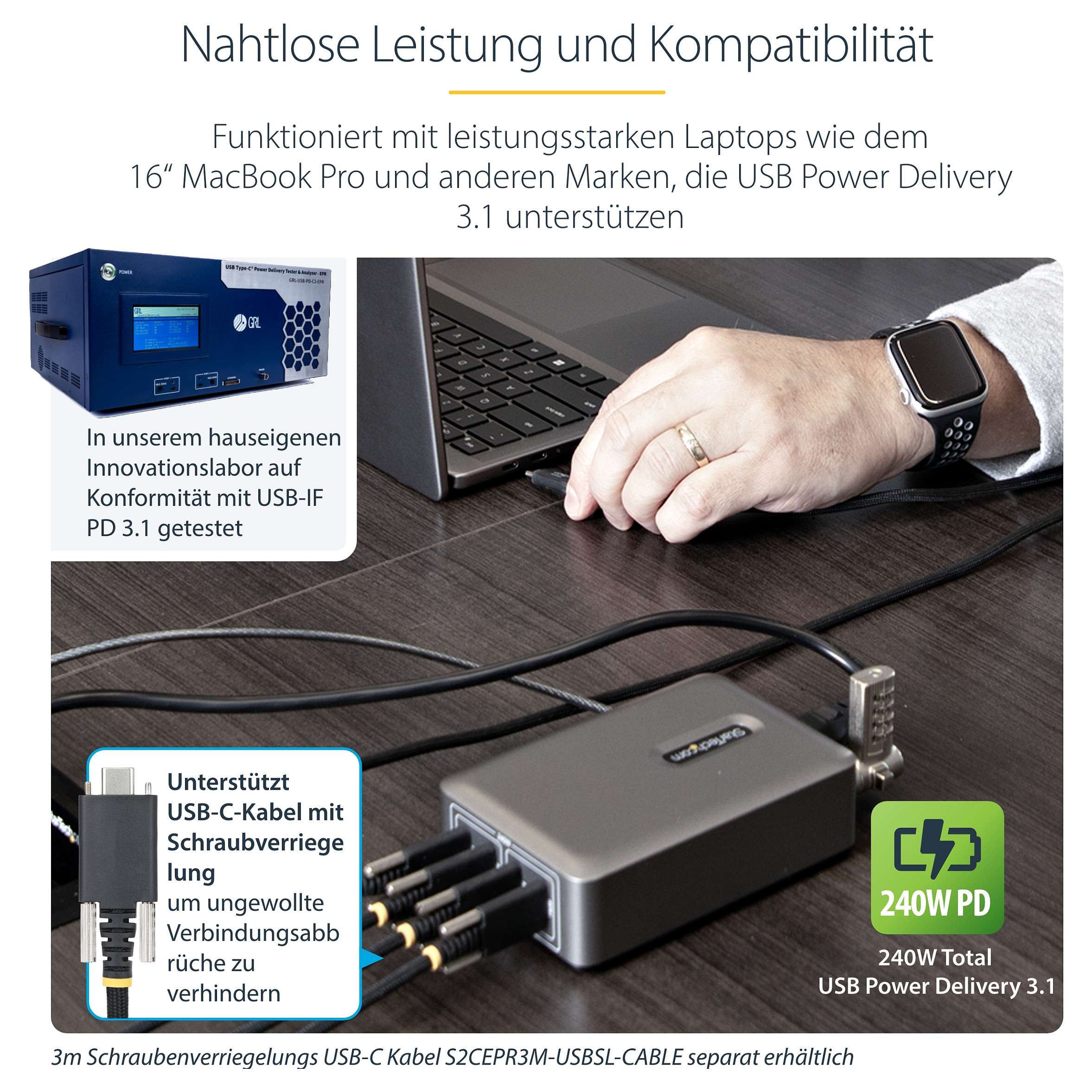 Punjač STARTECH.COM 4-Port USB-C (240W, 140W EPR, GaN, nosač za montažu)-23
