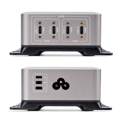 Punjač STARTECH.COM 4-Port USB-C (240W, 140W EPR, GaN, nosač za montažu)-1