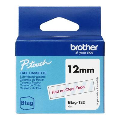 Traka Brother BTAG132 12MM CRVENA NA PROZIRNOJ TRACI-1