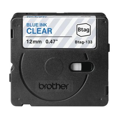 Traka Brother BTAG133 12MM BLUE ON CLEAR TAPE-0
