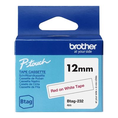 Traka Brother BTAG232 12MM CRVENA NA BIJELOJ-1