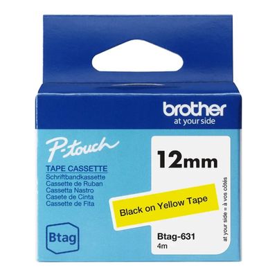 Traka Brother BTAG631 12MM CRNA NA ŽUTOJ TRACI-1