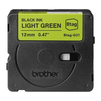 Traka Brother BTAGG31 12MM BLACK/LIGHT GREEN TAPE-0