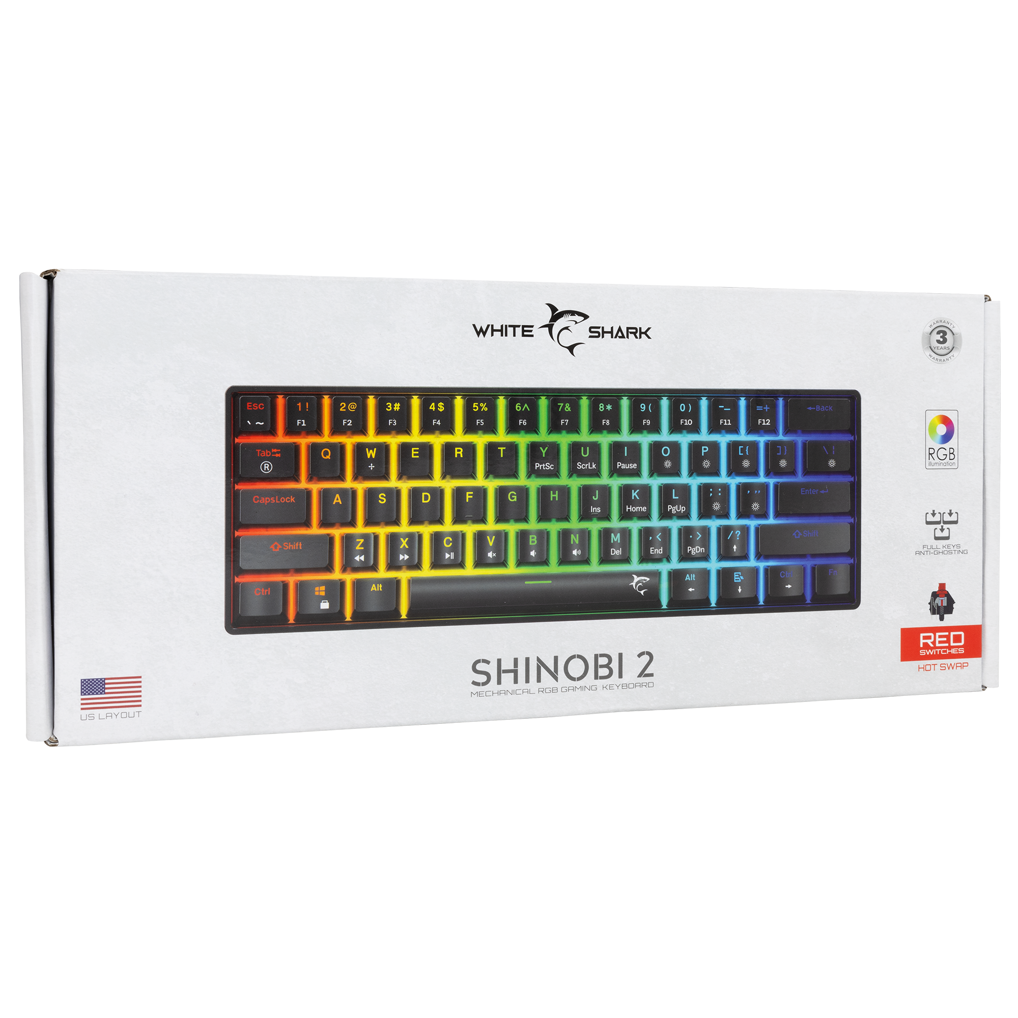 Tipkovnica WHITE SHARK GK-004111 SHINOBI-2 crna boja - Mehanička / US - RED SW-15