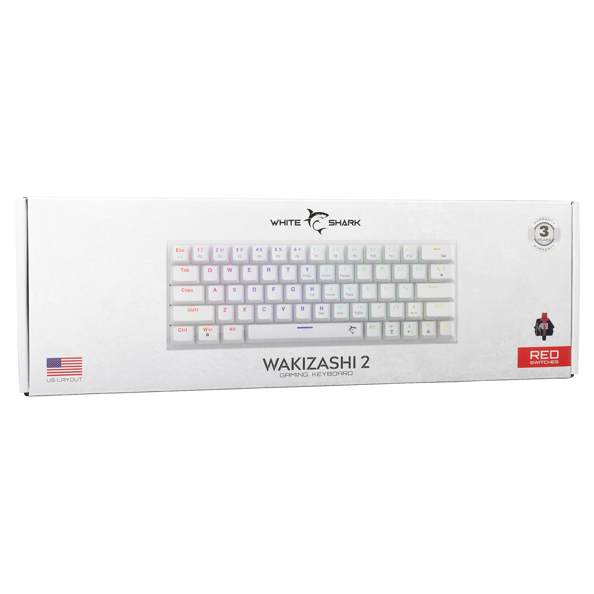 Tipkovnica WHITE SHARK Wakizashi-2 GK-002211V2 (bijela, US layout, red switch)-14