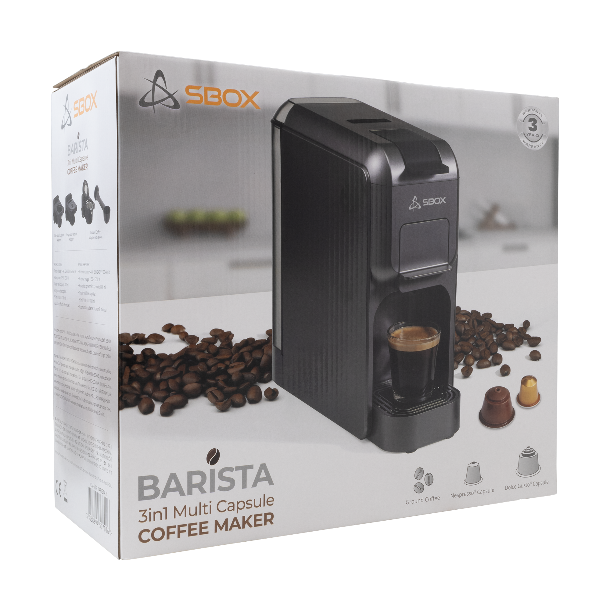 Aparat za kavu SBOX CM-719 BARISTA 3u1 crna boja-13
