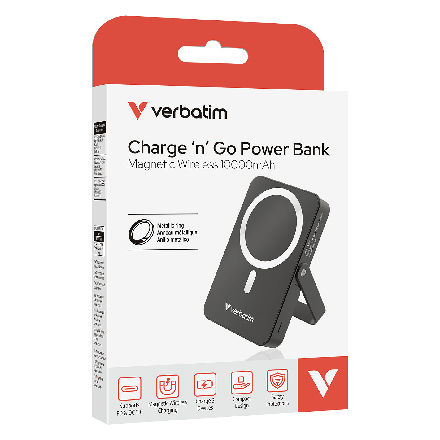 Powerbank VERBATIM Charge 'n' Go 10000mAh s postoljem, magnetsko bežično punjenje 15/20W, crni-3