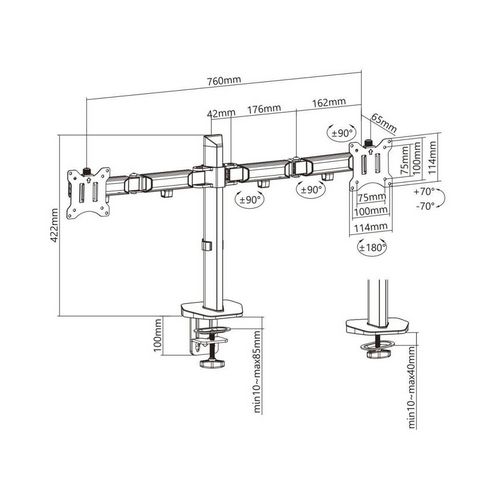 Nosač monitora ERGO OFFICE Deluxe ER-449 (ugrađeni, 17"-32", max. 9kg)-6