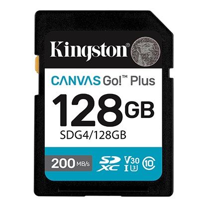 Memorijska kartica KINGSTON Canvas Go Plus SD 128GB (SD format, 200 Mb/s, Klasa 10, U3, V30)