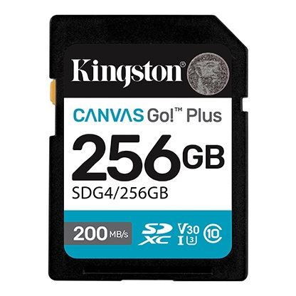 Memorijska kartica KINGSTON Canvas Go Plus SD (256GB, Klasa 10, U3, V30, Brzina čitanja 200 Mb/s, Brzina pisanja 160 Mb/s)-1
