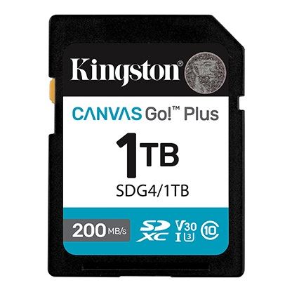 Memorijska kartica KINGSTON Canvas Go Plus SD (1TB, Brzina čitanja 200 Mb/s, Brzina pisanja 160 Mb/s, Klasa 10, U3, V30)-0