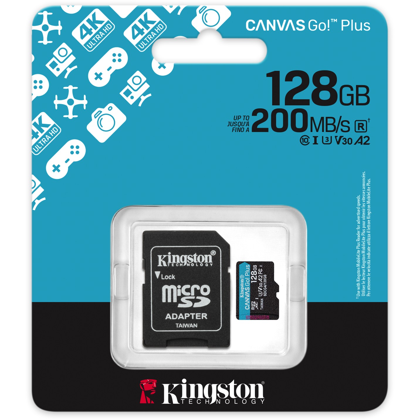 Card Kingston Canvas Go Plus MicroSD +ADP 128GB-12
