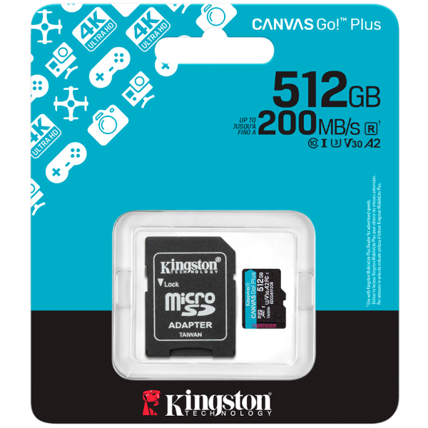 MicroSD kartica KINGSTON Canvas Go Plus +ADP 512GB (Brzina čitanja 200 Mb/s, Brzina pisanja 160 Mb/s, Klasa 10, U3, V30, A2)-7