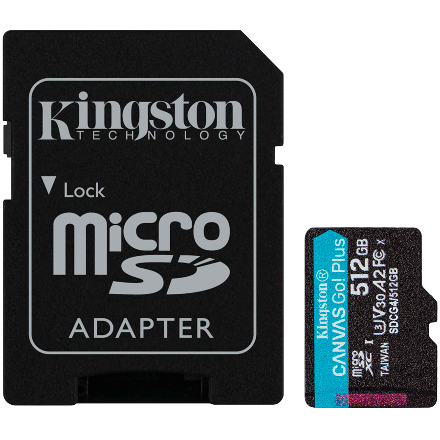 MicroSD kartica KINGSTON Canvas Go Plus +ADP 512GB (Brzina čitanja 200 Mb/s, Brzina pisanja 160 Mb/s, Klasa 10, U3, V30, A2)-2