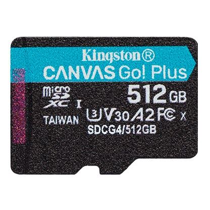 MicroSD kartica KINGSTON Canvas Go Plus (512GB, 200 Mb/s čitanje, 160 Mb/s pisanje, Klasa 10, U3, V30, A2)-0