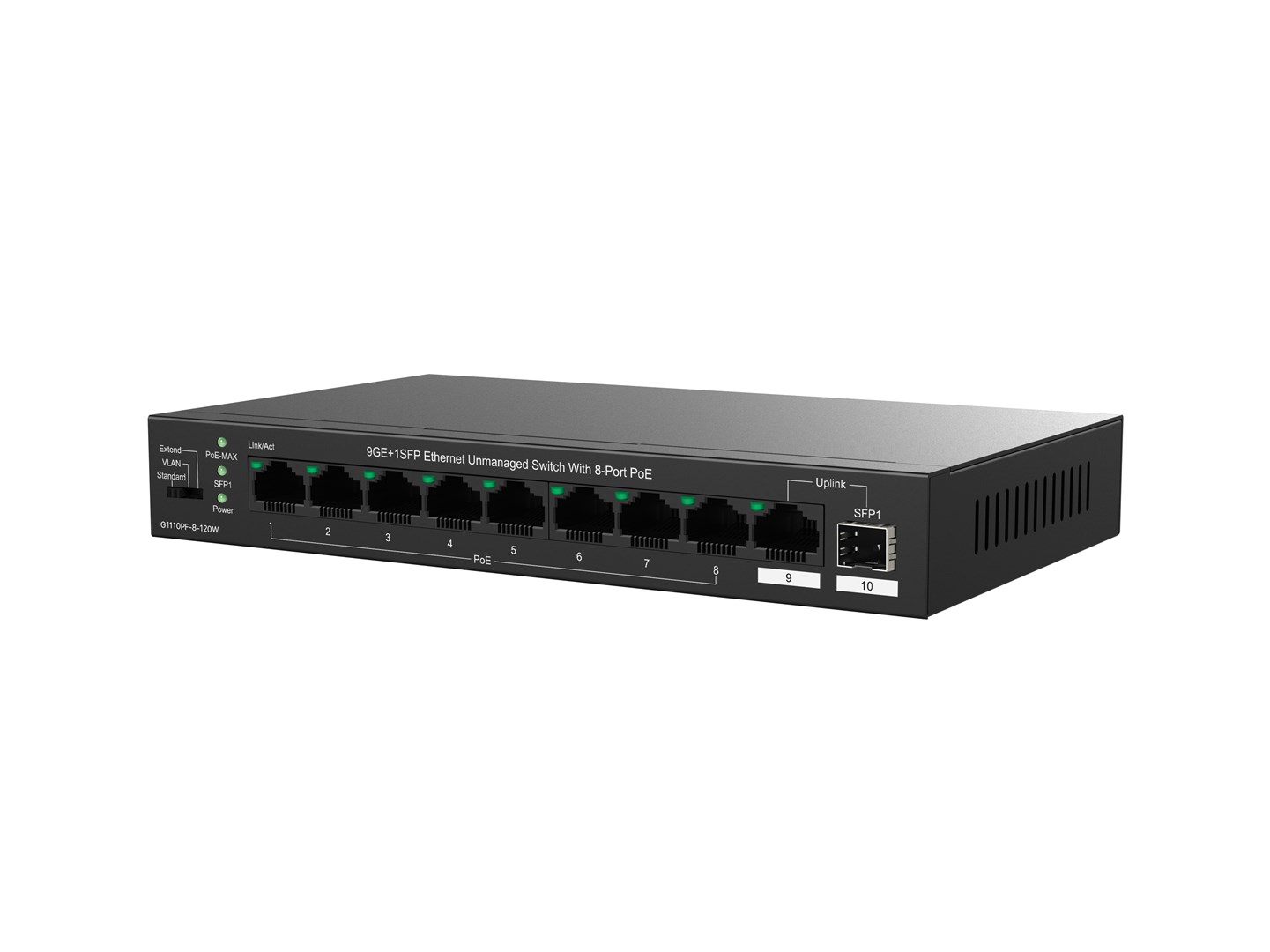 Switch Tenda TEG1110PF-8-120W (8x Gigabit PoE+, 2x SFP, 120W)-1