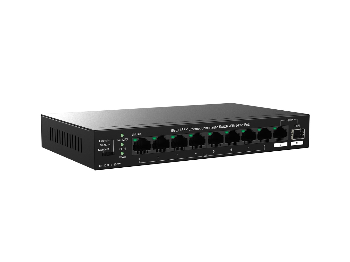 Switch Tenda TEG1110PF-8-120W (8x Gigabit PoE+, 2x SFP, 120W)-0