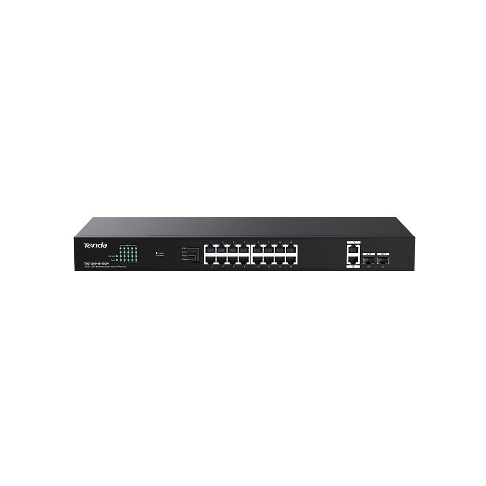 Mrežni Switch TENDA TEG1120P-16-150W (16x PoE, 2x Uplink, 2x SFP)-0