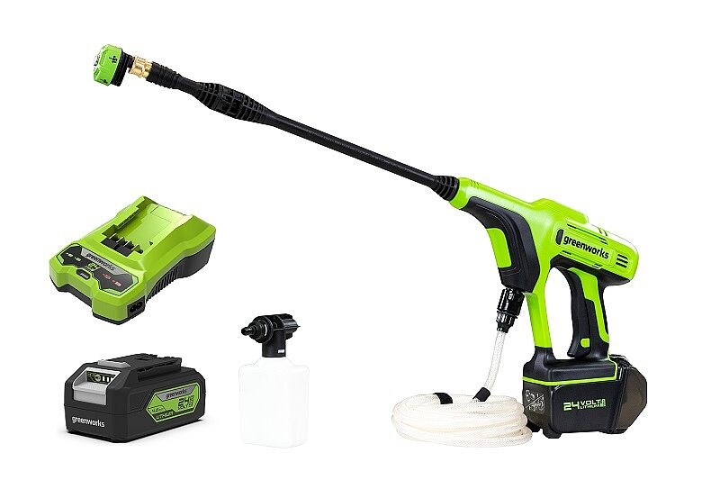 Akumulatorski visokotlačni perač GREENWORKS G24PWK4 (24V, 24 bar, 180 l/h, 4Ah baterija i punjač)