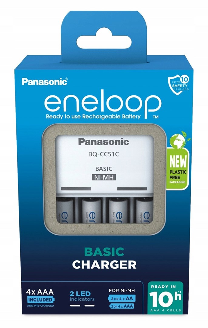 Punjač baterija PANASONIC ENELOOP BQ-CC51 + 4 x AAA, 800 mAh