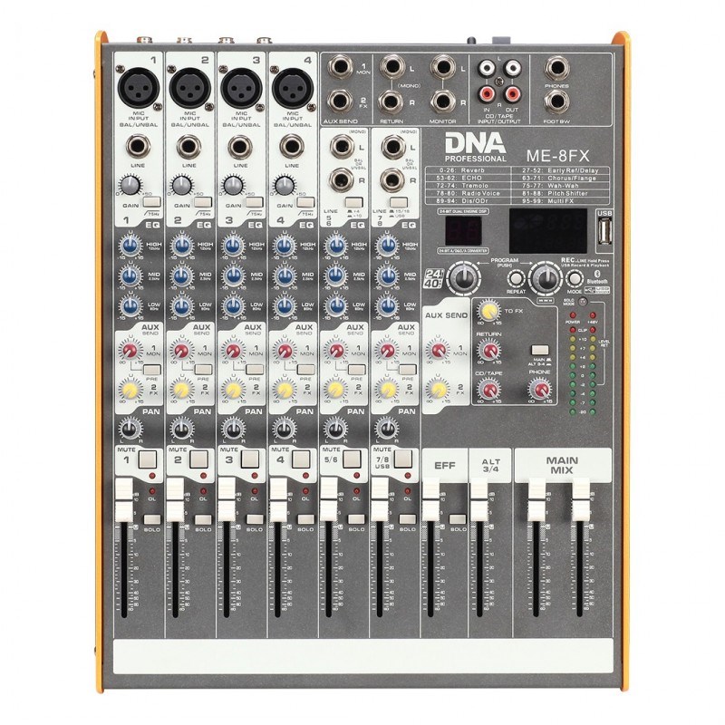 Audio mikser DNA ME-8FX (8 kanala, USB, Bluetooth, FX)-0