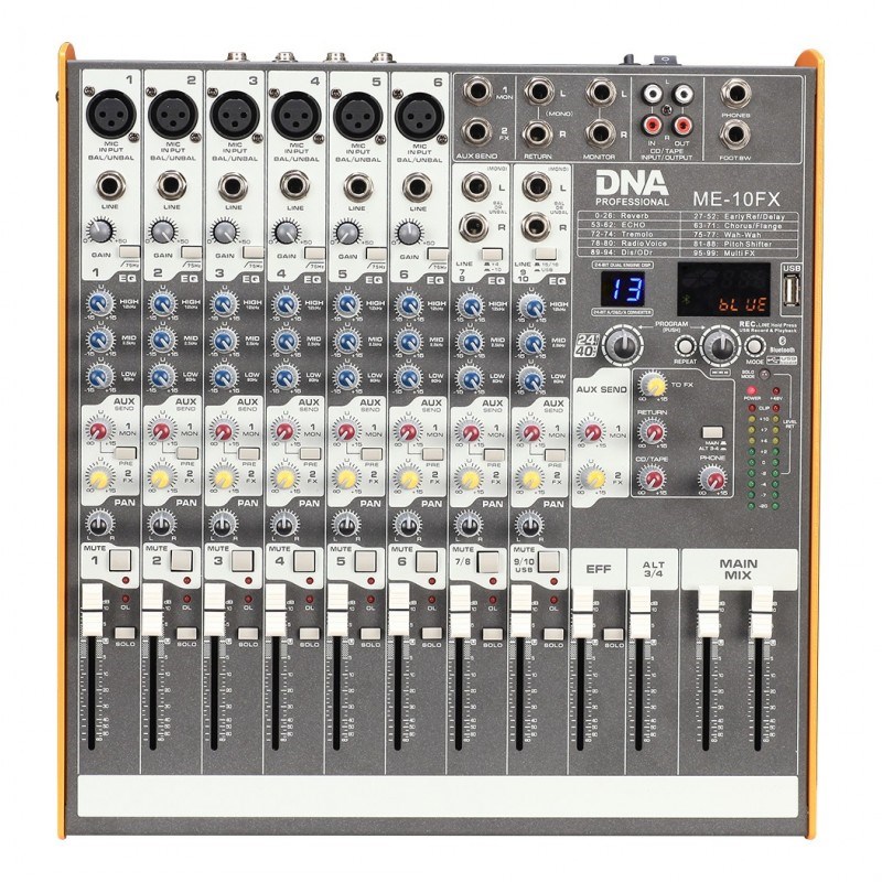 Audio mikser DNA ME-10FX (10 kanala, USB, Bluetooth, FX)-0