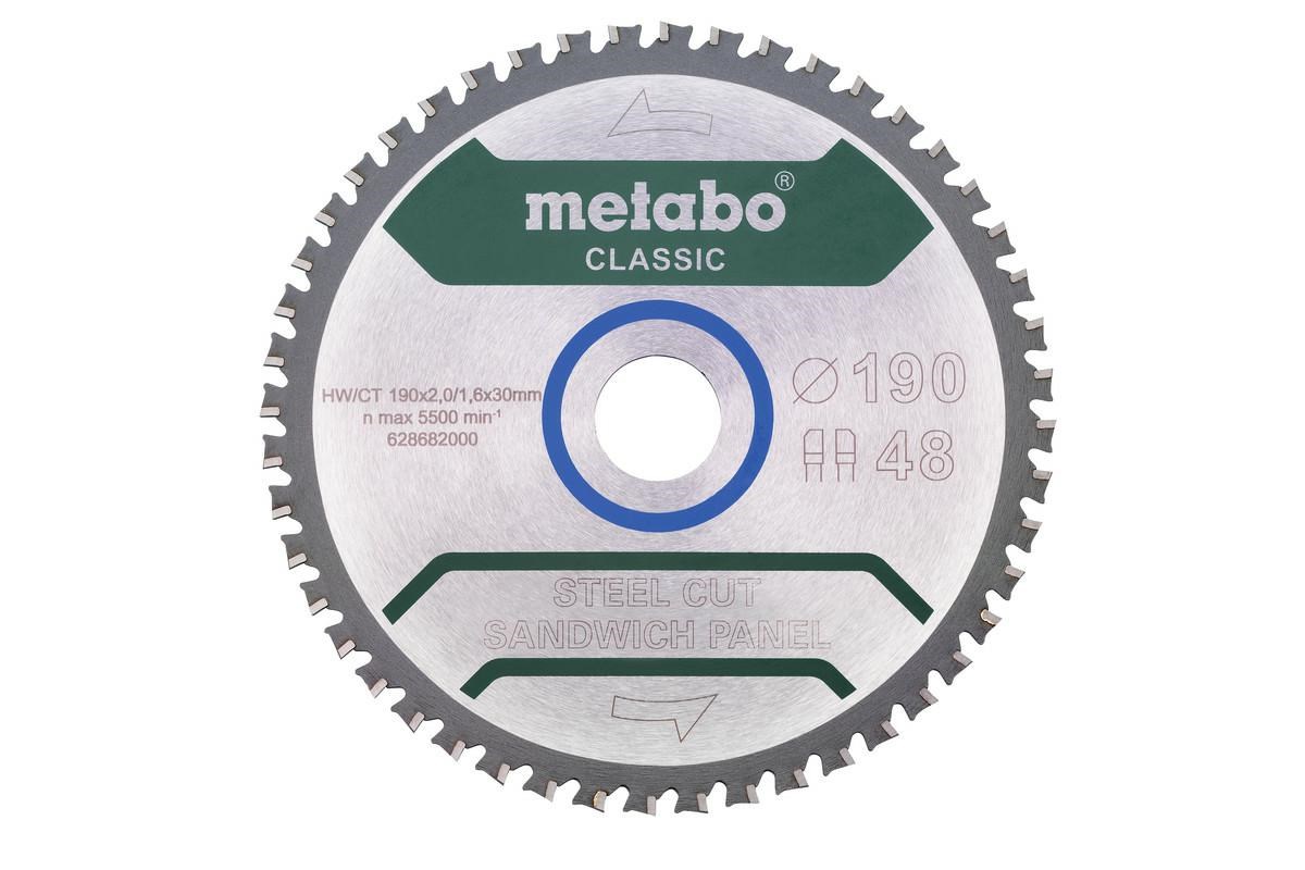 List kružne pile METABO Classic 190x30mm 48Z FZ/FA za čelik i sendvič panele-0