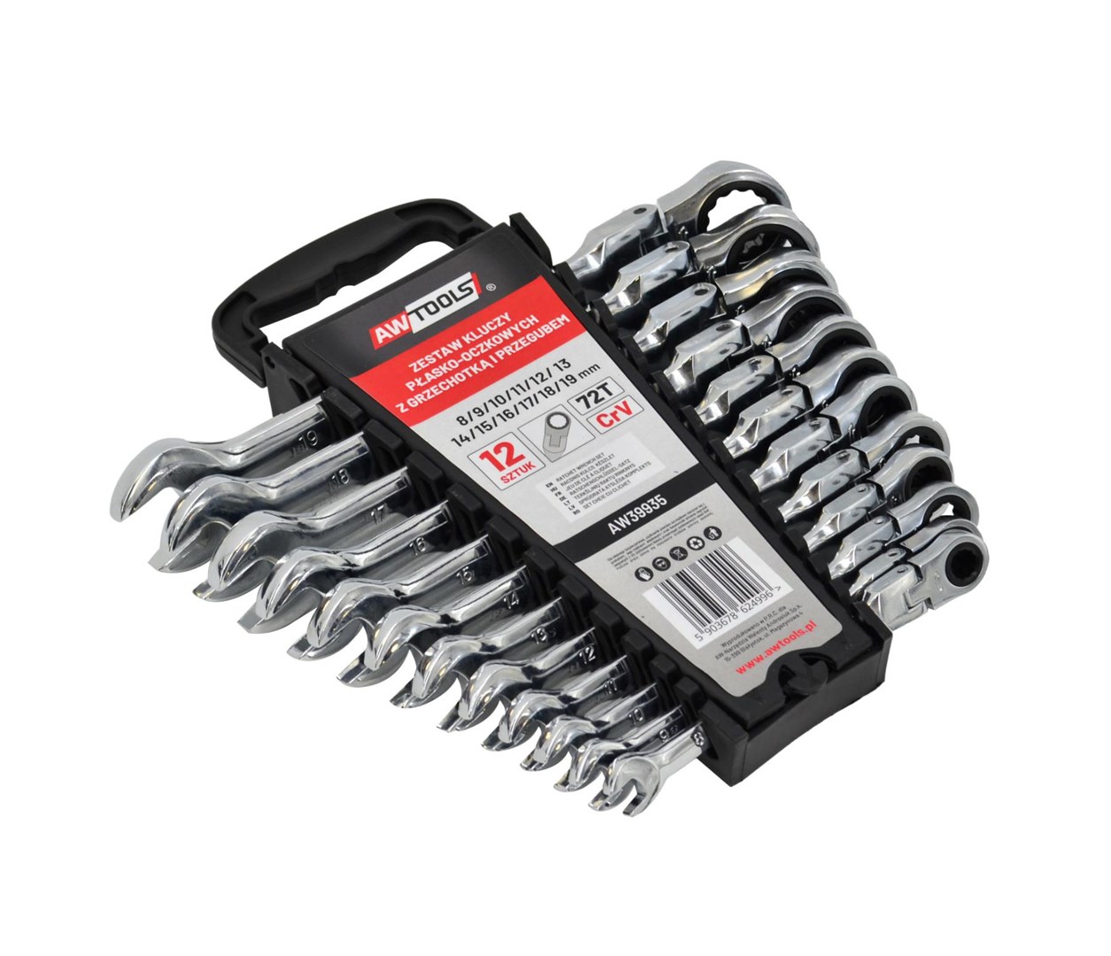 Set okasto-viličastih ključeva s račnom i zglobom AWTOOLS AW21120 (12 kom, 8-19 mm)-0