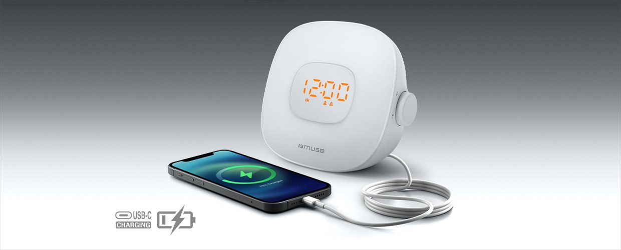 Muse Light ML-198 CR Radio Alarm Clock, White-3