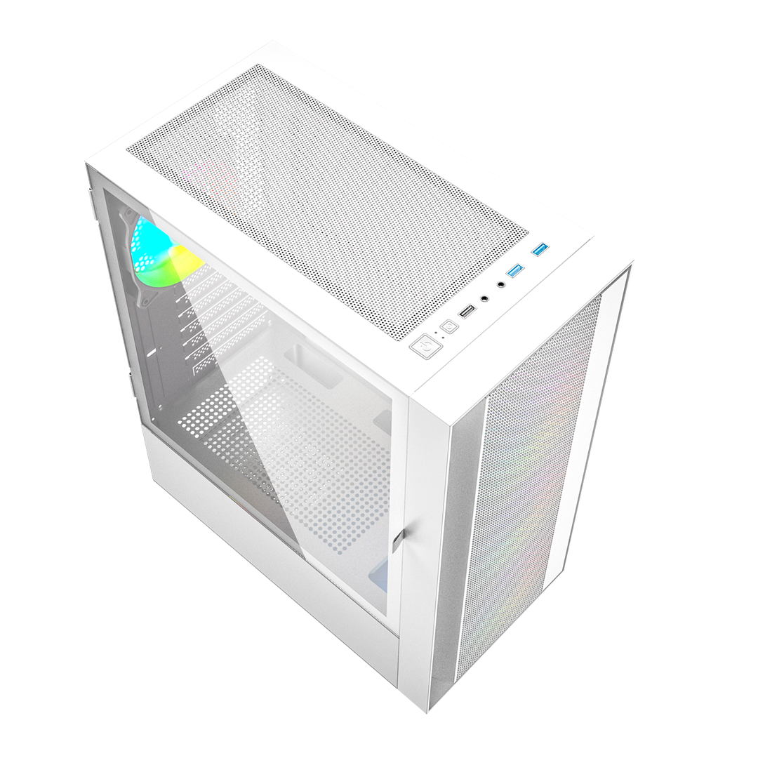 Računalno kućište GEMBIRD Fornax 4000W ARGB (gaming, ATX, Midi Tower, ARGB pozadinsko osvjetljenje, bijelo)-4