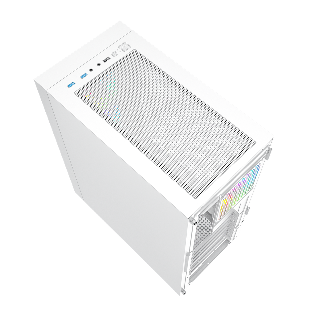 Računalno kućište GEMBIRD Fornax 4000W ARGB (gaming, ATX, Midi Tower, ARGB pozadinsko osvjetljenje, bijelo)-3