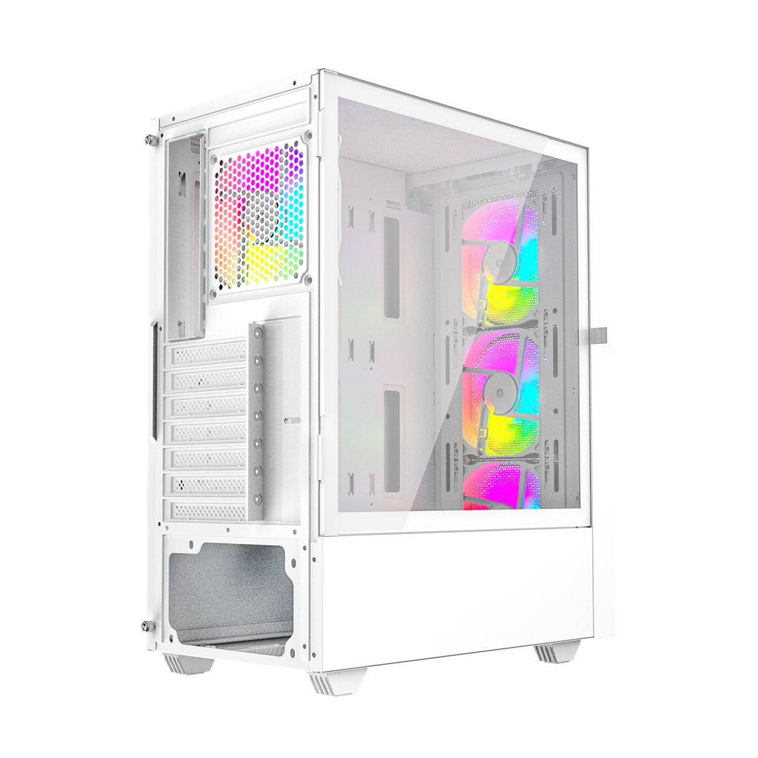 Računalno kućište GEMBIRD Fornax 4000W ARGB (gaming, ATX, Midi Tower, ARGB pozadinsko osvjetljenje, bijelo)-5