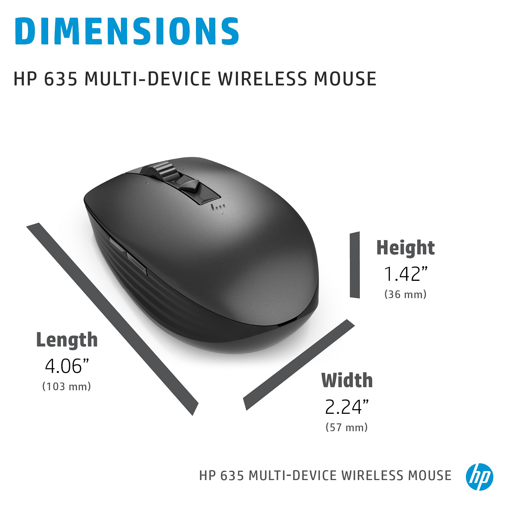 Bežični miš HP 635 Multi-Device (Povezivanje s 3 uređaja, 4000 DPI, do 12 mj. baterije)-9